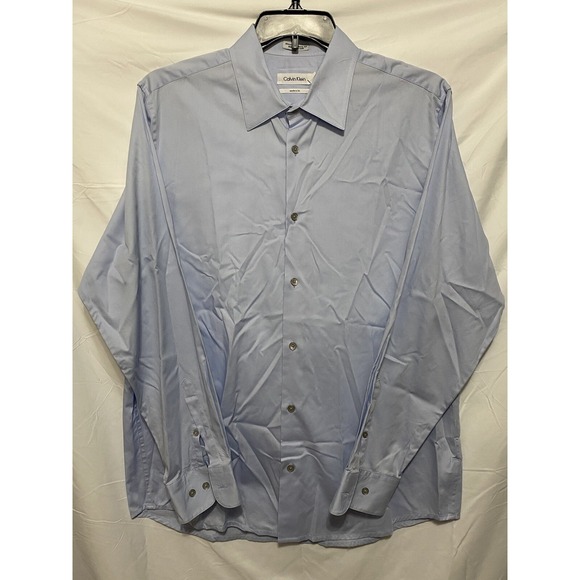 Calvin Klein Dress Shirt Mens Size L Blue Long Sleeve Collar Button Down Modern - Picture 15 of 15